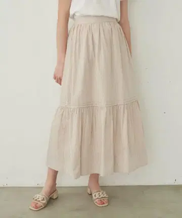 스트라이프 티어드 롱 스커트