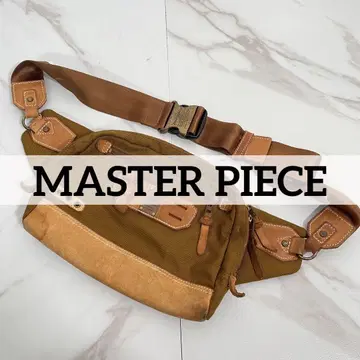 일본제 MASTER PIECE 바디백 나일론 가죽 소가죽 브라운