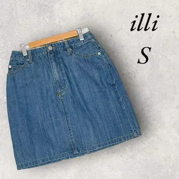 illi 어반 리서치 데님 스커트 미니 스커트 인디고 캐주얼