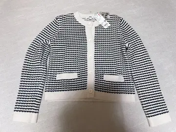 유니클로 UNIQLO 화이트 블랙 스트라이프 니트 자켓 가디건