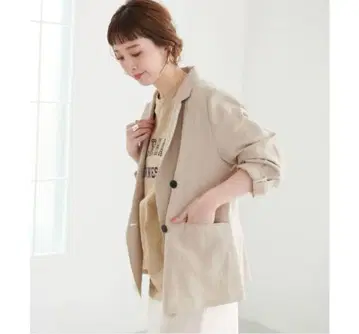 B.C STOCK 프렌치 린넨 테일러드 자켓 아이보리