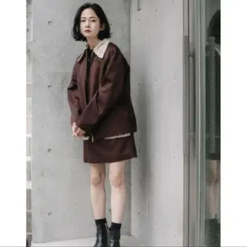mame kurogouchi 코드 자수 셋업 브라운 20FW