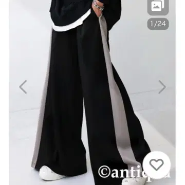 안티카 새상품급 인기 배색 와이드 팬츠 블랙 X 베이지