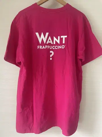STARBUCKS 스태프 티셔츠 WANT FRAPPUCCINO? 핑크