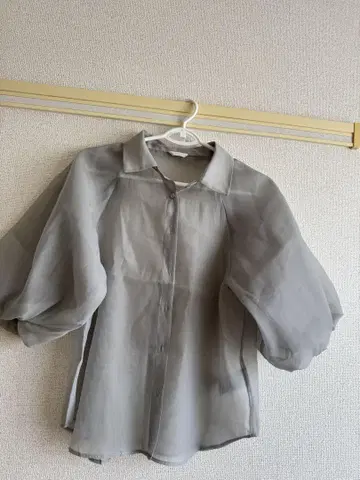 ehka sopo 그레이 오분 소매 블라우스