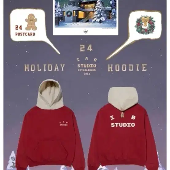 【IAB STUDIO】24 Christmas Hoodie Burgundy Oatmeal IAB-STUDIO | 아이앱스튜디오 IAB Christmas Hoodie XL #아이앱
