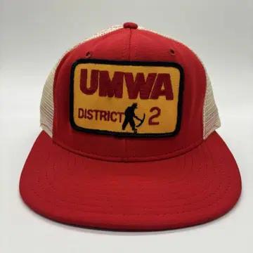 90년대 빈티지 UMWA 전국 광산 노동 조합 자수 로고 트래커 캡