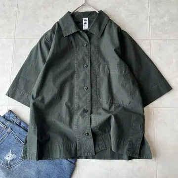 MHL 마가렛호웰 코튼 셔츠 카키 I 오버 사이즈