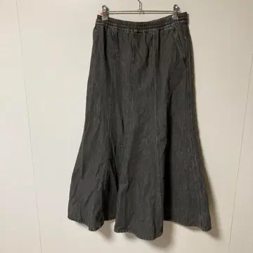 차오패닉 티피 플레어 스커트 그레이 데님풍