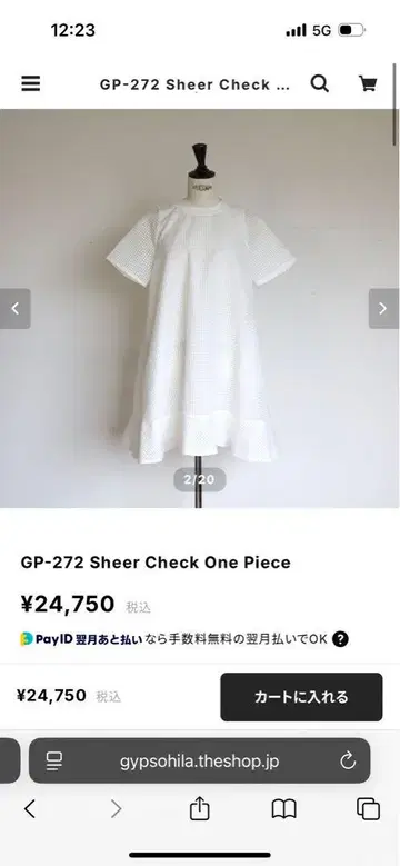 새상품 Sheer Check One Piece 화이트