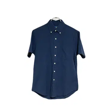 고품질 RALPH LAUREN S 버튼 다운 시어서커 반팔 셔츠 네이비