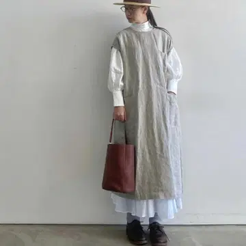 사라웨어 린넨 트윌 크루넥 드레스 원피스 베이지