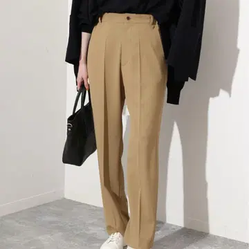 SLOBE IENA 센터 프레스 릴랙스 팬츠 베이지 36