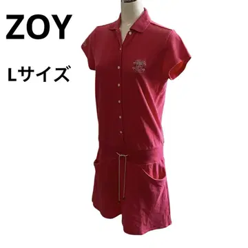 조이 반팔 피케 셔츠 원피스 골프웨어 핑크 로고 자수 40 ZOY