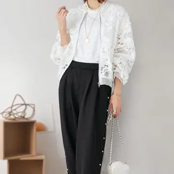 레이스 블루종 화이트
