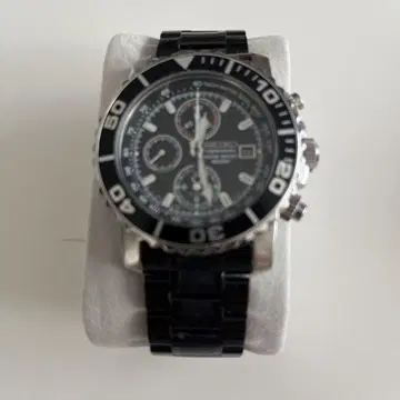 세이코 SEIKO 블랙 스테인리스 스틸 크로노그래프 손목시계 남성용