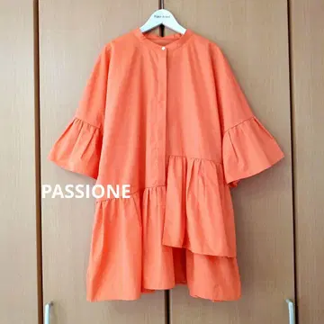 PASSIONE 파시오네 아지메 프릴 튜닉 블라우스 오렌지