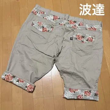 나미타츠 모모코 일본풍 패턴 자수 치노 팬츠 크롭 팬츠