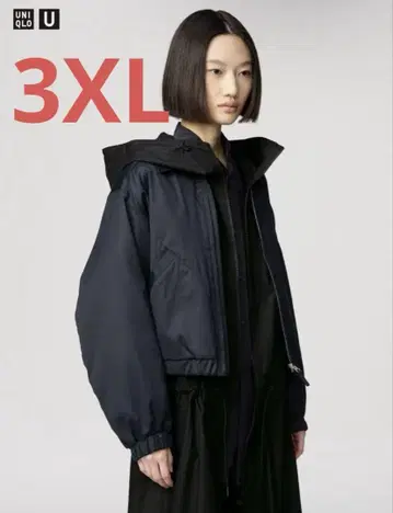 유니클로 U 집업 숏 블루종 블랙 3XL