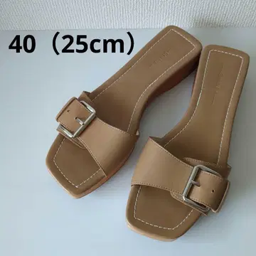 새상품급 버클 플랫 샌들 베이지 40 (25cm)