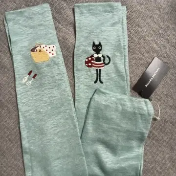 새상품 한 쌍 마타노 아츠코 고양이 자수 암 커버 롱