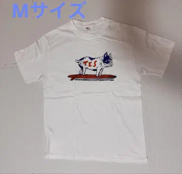 남녀 공용 TES 프렌치 불독 서핑보드 티셔츠 화이트