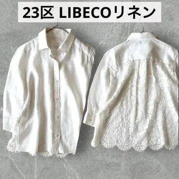 23구 벨기에 LIBECO 린넨 7부 소매 셔츠 백 레이스