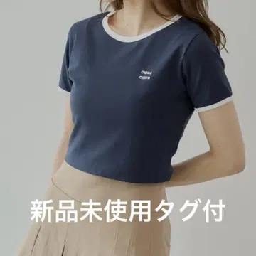 chico 파이핑 배색 치비 T 네이비