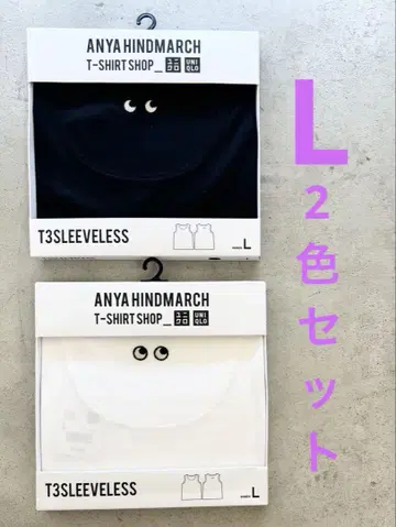 새상품 유니클로 안야 힌드마치 T3 슬리브리스 슬리브리스 티셔츠