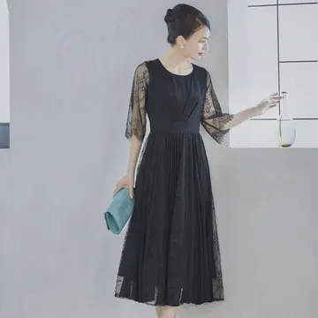 DRESS PLUS 레이스 쉬폰 도킹 원피스 파티 드레스