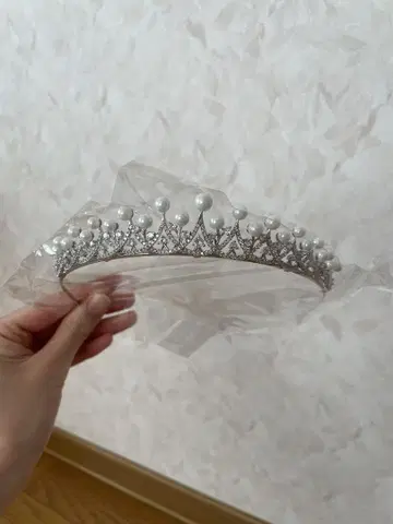 브라이덜 티아라 펄 실버