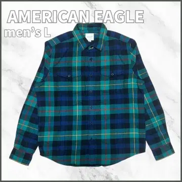 AMERICAN EAGLE 체크 무늬 긴팔 셔츠 면 L 빈티지