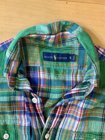Ralph Lauren 마드라스 체크 셔츠 그린 S