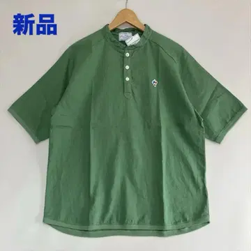 새상품 Arvor Maree FUHAKU 스탠드 넥 피케 셔츠 그린 M