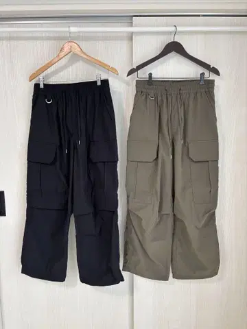 와이드 팬츠 M 사이즈 카키&블랙