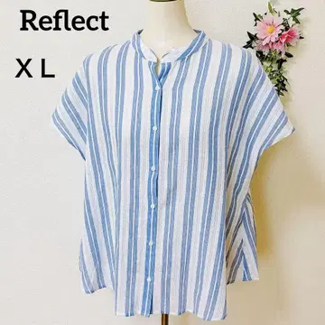새상품급 리플렉트 블라우스 넉넉한 XL 밴드 카라 세탁 가능 스트라이프