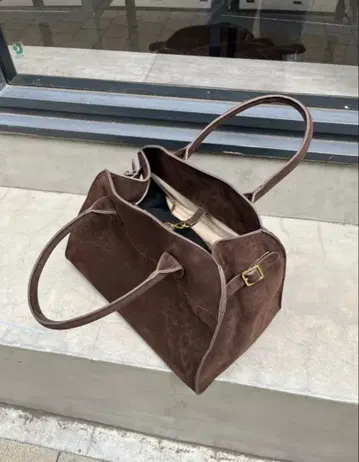 브라운 스웨이드 보스턴 백