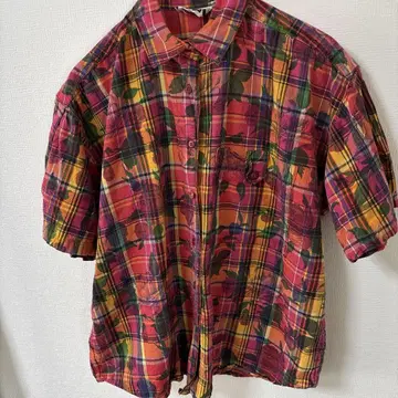 90s KZK USA 빈티지 체크 무늬 셔츠 꽃무늬 레어 디자인
