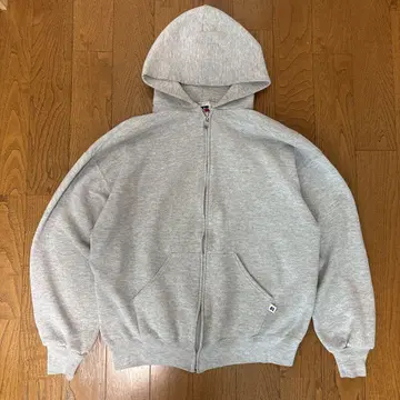 새상품급 90s RUSSELL 러셀 지퍼 후드티 USA제 그레이 무지