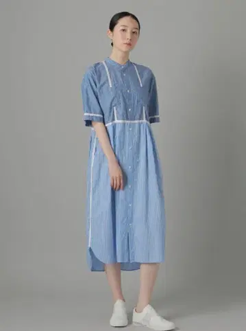 주카 믹스 스트라이프 셔츠 원피스