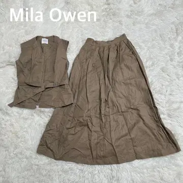 Mila Owen 미라 오웬 린넨 블렌드 베스트 스커트 셋업