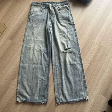 블루 와이드 레그 데님 팬츠