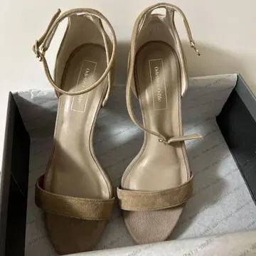 베이지 스웨이드 앵클 스트랩 샌들 24.0cm, 힐 8.5cm