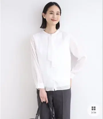 INDIVI 시어 스트라이프 블라우스