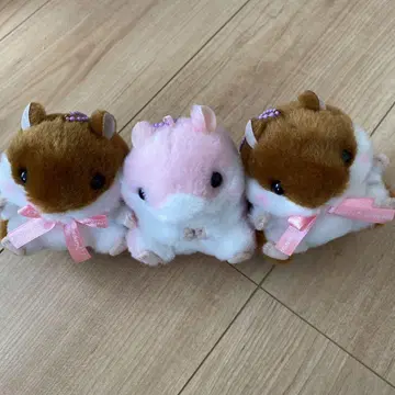 봉제 인형 햄스터 3개 세트 브라운 핑크