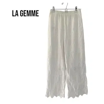 La gemme 레이스 자수 릴랙 팬츠 허리 밴딩 시원함 면