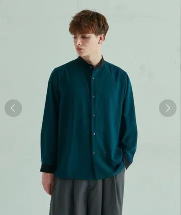 Lui's 루이스 스탠드 카라 클레릭 셔츠 그린 ETHOSENS