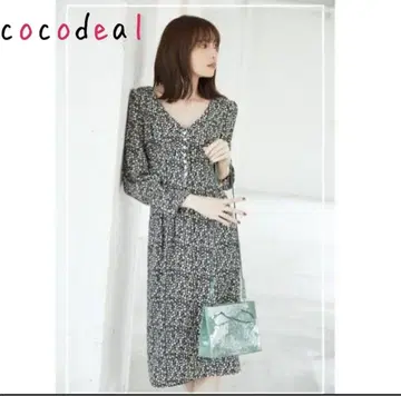 cocodeal 꽃무늬 긴팔 무릎 기장 원피스