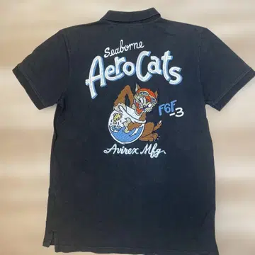 Avirex AeroCats F6F-3 피케 셔츠 반팔 블랙 XL