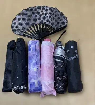 접이식 우산 5개 세트와 부채(커버 포함)